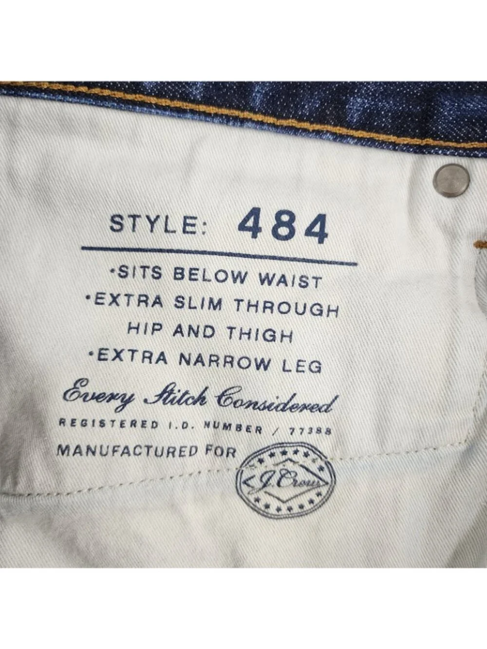 J Crew Jeans Men 36x31 484 Blue Slim Straight Leg Denim